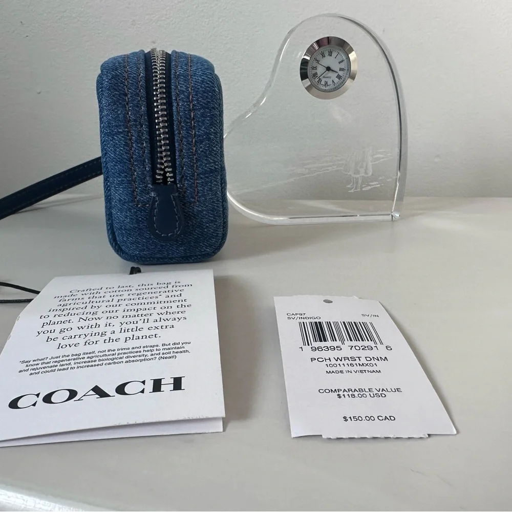 Coach Blue Denim Wristlet Pouch! - Picture 3 of 5